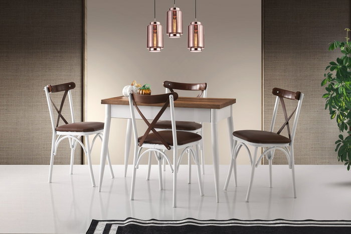 Hanah Home Mesa de Comedor Extensible Dolunay - 1282 Nogal y Blanco